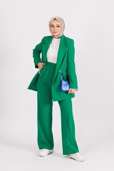 Stilife Four Button Jacket Set Green