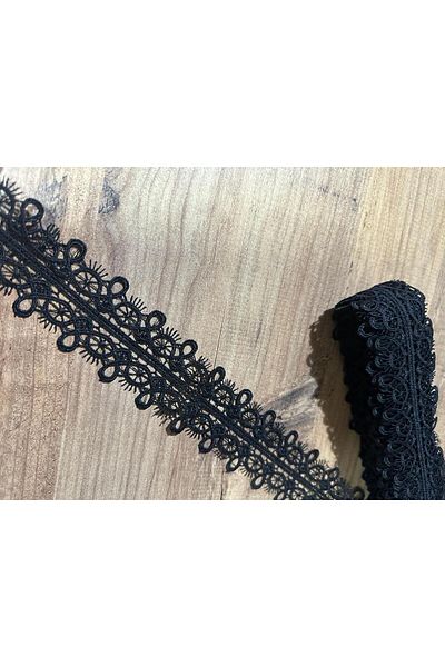 efem gipür 8.5 Prayer Cover - Black Lace Banded Guipure Edge Dress
