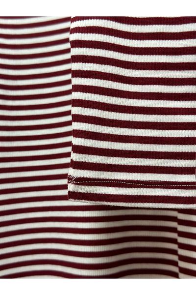 Desen Triko V-Neck Three-Quarter Sleeve Ribbed Blouse