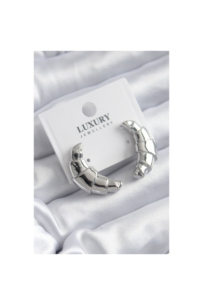 Clariss أقراط نسائية من Findit باللون الفضي النحاسي المطلي بالكرواسون (FINDIT)