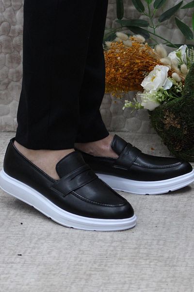 fort Rasgo 2705 Black White Loafer Men's Ballerina Shoes