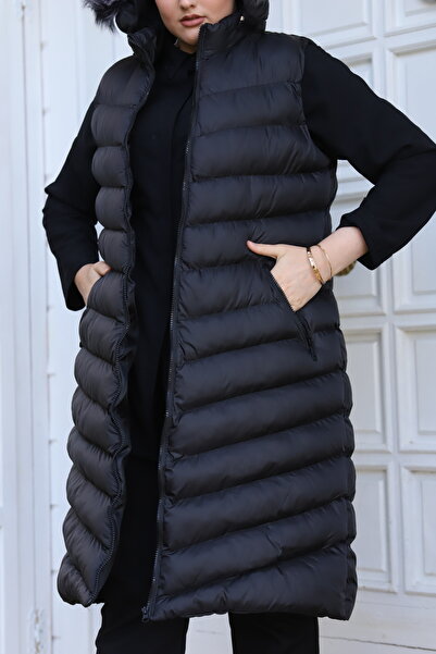 ECALAMODE Kadın Dolumlı Kürklü Kapüşonlu Su Geçirmez Rüzgara Dayanıklı Şişme ...