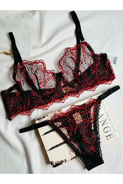 mendoza store Μαύρο και κόκκινο Bralet Σετ σουτιέν