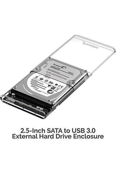 aogo Yeni Vidasız Sürgülü 2.5" USB 3.0 Harici SSD Harddisk Şeffaf Taşınabilir HDD Kutusu Transparan