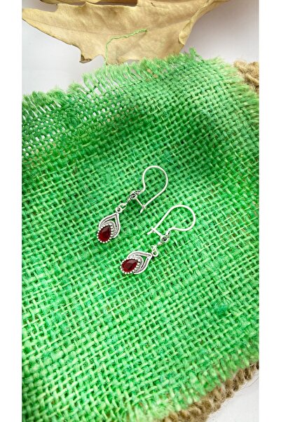 Midyat Artuklu Gümüşçülük Yakut Taşlı Gümüş Küpe