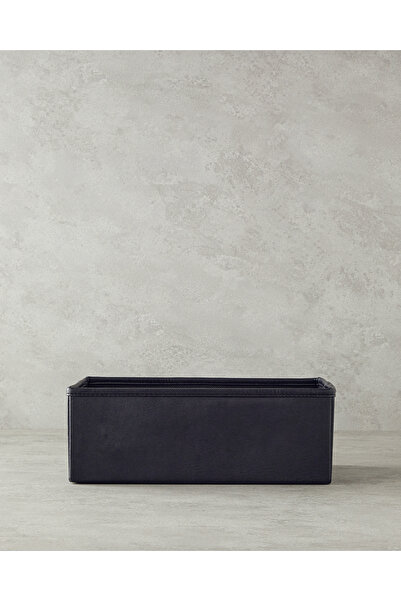 English Home Aluna Suni Deri Sepet Siyah 32x22x12