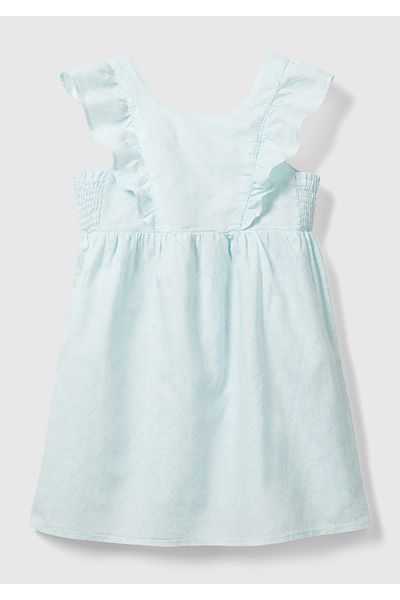 United Colors of Benetton Rochie pentru fetiță cu model albastru deschis - mâneci cu volane