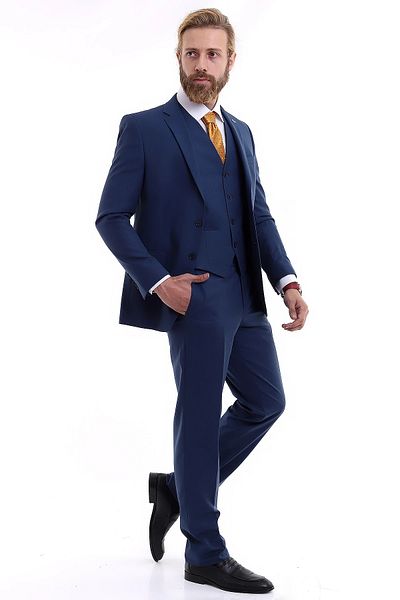 Presto Men's Slimfit Checked Suit with Vest 6 Drop Parliament 707-300