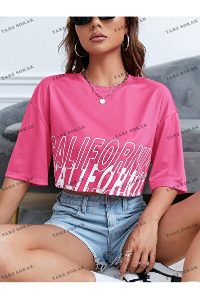 Tarzsokak Cultură COD- 232913    Literă elegantă cu umăr picătură roz imprimată