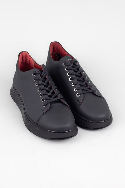 MARCOMEN Men's Black Genuine Leather Casual Shoes
