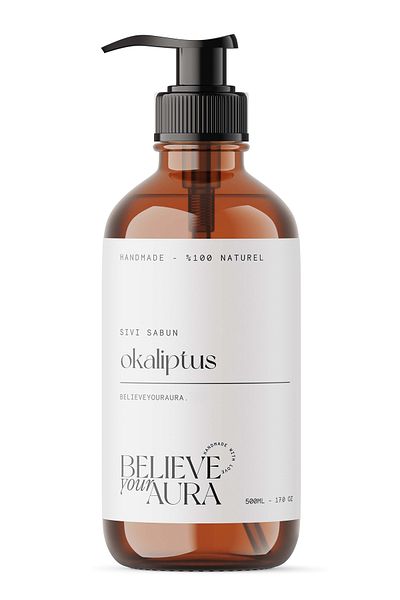 Believe Your Aura Eucalyptus 500 ml - Hand and Skin Liquid Soap, Vitamin E Aloe Vera Shea Butter