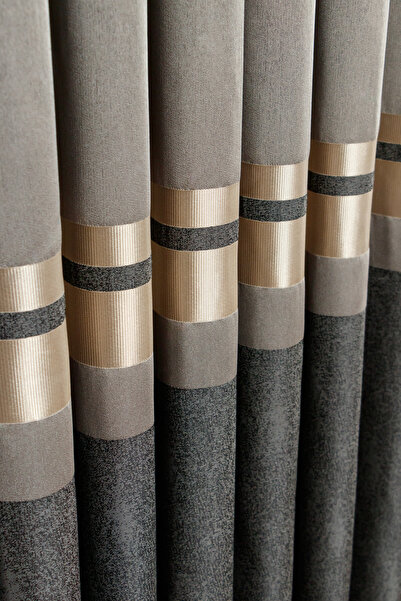 Yuka Panou Fundal Perdele Gresie Gri închis Auriu Dunjat O singură aripă Înch...