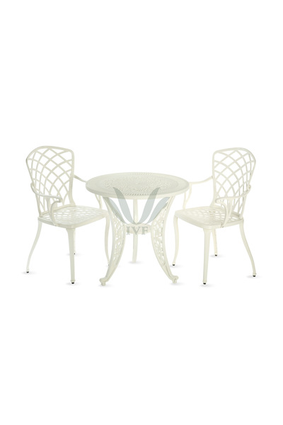 IVF HİTİT model ferforje görünümlü PLASTİK masa ve sandalye takım 2 sandalye ...