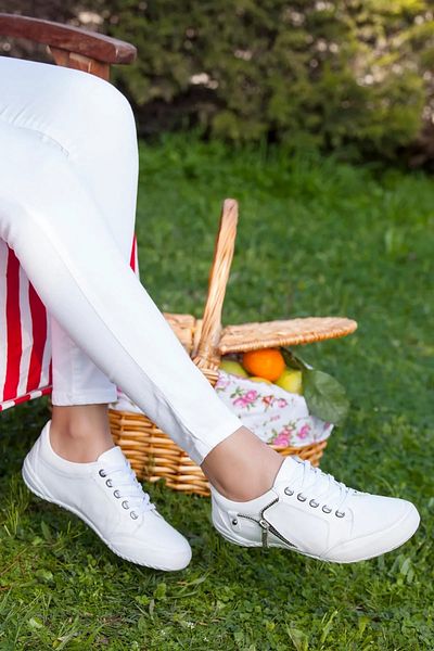 Deripabuc Genuine Leather White Women's Leather Casual Shoes Trc-0505