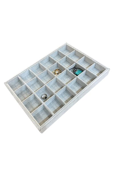 STAND MARKET 24 Compartment Suede Gray Jewelry Material Table