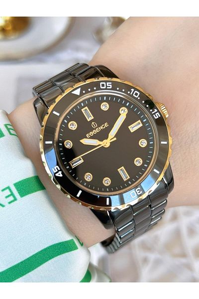 Essence Ceramic & Steel Cord Blackening Does Not Throw Color 50Mt Water Resistant Women's Wristwatch BES6750FE