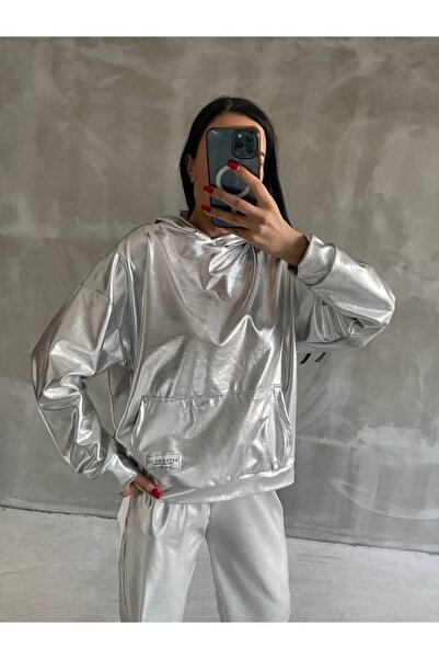 Butik Metallic Top and Bottom Tracksuit Set
