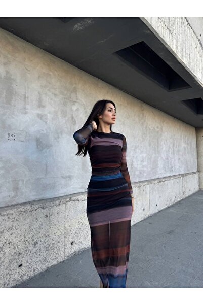 Mekafashion Büzgü Detay Tül Elbise 5540