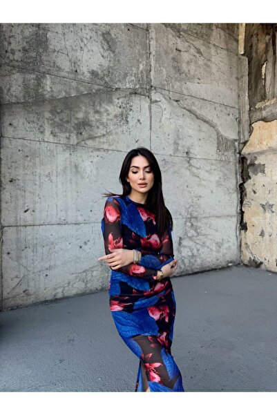 Mekafashion Büzgü Detay Tül Elbise 5540