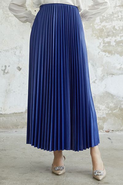InStyle Tight Pleated Skirt - Navy Blue