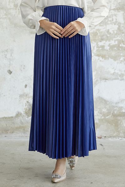 InStyle Tight Pleated Skirt - Navy Blue