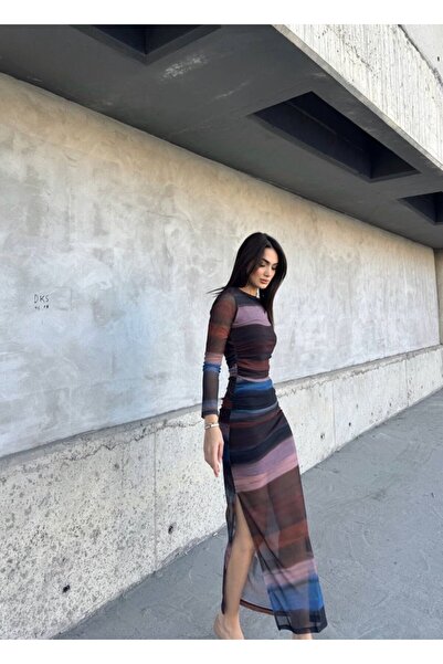 Mekafashion Büzgü Detay Tül Elbise 5540