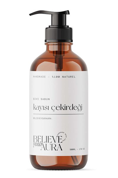 Believe Your Aura 500 ml Vitamin E Aloe Vera Shea Butter - Apricot Kernel Plant Extract Skin Liquid Soap