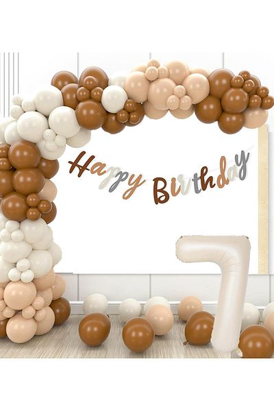 Patladı Gitti Retro Colors Big Balloon Chain and 7 Year Old Birthday Set