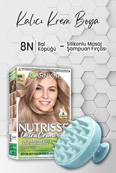 Garnier Nutrisse Besleyici Kalıcı Krem Saç Boyası 8n Bal Köpüğü Ve Şampuan Fı...