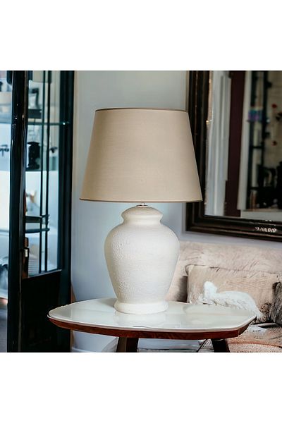 Qdec Vintage Ceramic Lampshade Rustic Ecru - Beige