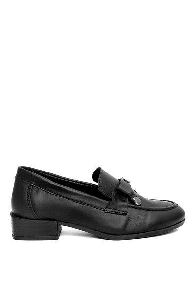 Mammamia D24YA-3800 Women's Leather Heeled Shoes Black