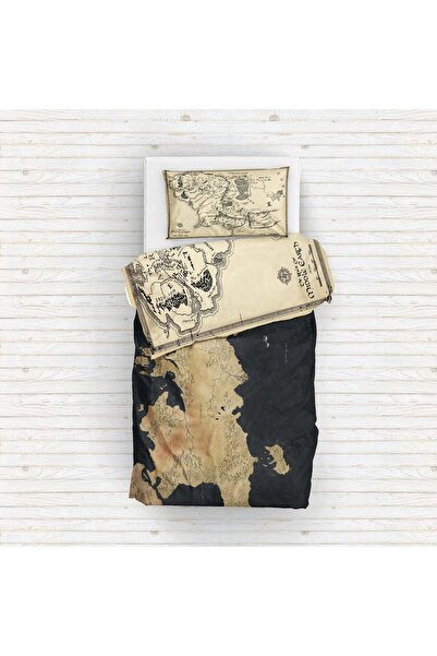 The Lucid Lab Yüzüklerin Efendisi Orta Dünya Haritası & Game Of Thrones Map Çift Taraflı Nevresim Takımı