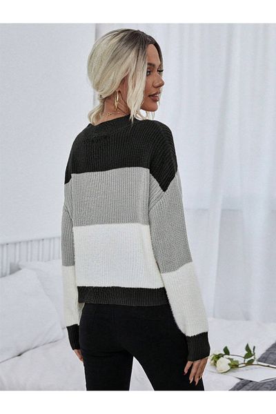 Dier Moda Pulover de damă Dier Moda cu dungi supradimensionate, pulover cu dungi