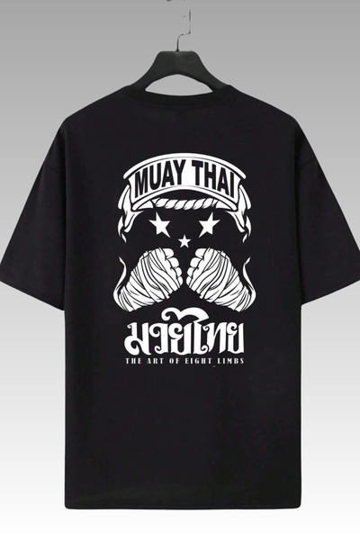 AEMİ Muay Thai Muaythai Kick Boxing Boxing Orientul Îndepărtat Spate Față Tricou oversize imprimat Tricou unisex