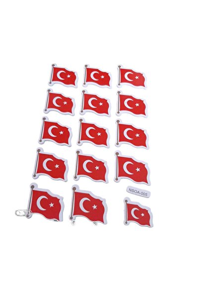 ÇEÇEN HOME (15x2 قطعة) ملصق علم تركي مموج (3x3 سم)