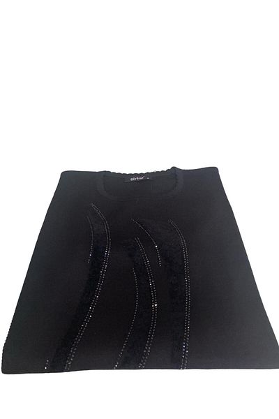 Gürkan Triko Pulover negru din tricot din oțel subțire Gürkan O Gât