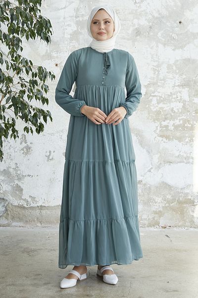 InStyle Φόρεμα Yoryo Chiffon με κορδόνια - Μέντα