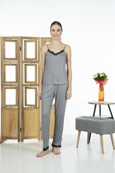 Estiva طقم بيجامة صيفية من الفسكوز الليكرا بحزام حبل للنساء