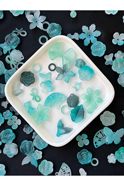 Bijumix Aksesuar 40 Adet Karışık Figürlü Mat Buzlu Plastik Boncuk