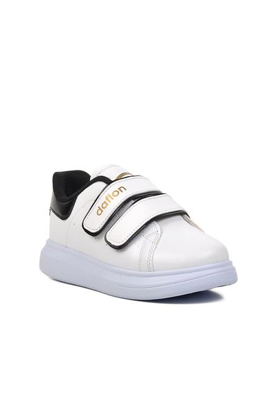 AYAKMOD 072-F Pantofi pentru copii din piele lacuita cu velcro alb-negru