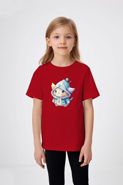 ADABEBEK Tricou pentru fetiță cu imprimeu iepure anime cu pălărie