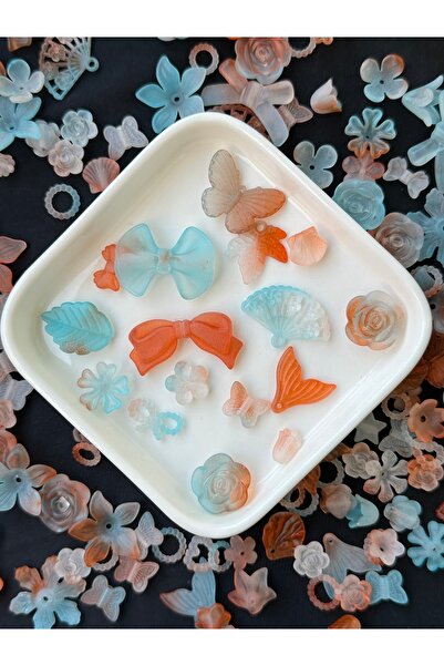 Bijumix Aksesuar 40 Adet Karışık Figürlü Mat Buzlu Plastik Boncuk