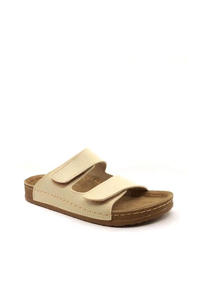ARYAN 20-971 Papuci de vară pentru femei cu velcro dublu bej