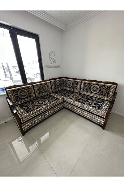 Sultan Sedir Hanzade Lacivert Şark Köşesi - 190cm 200cm L Köşe Takımı - Yerle...