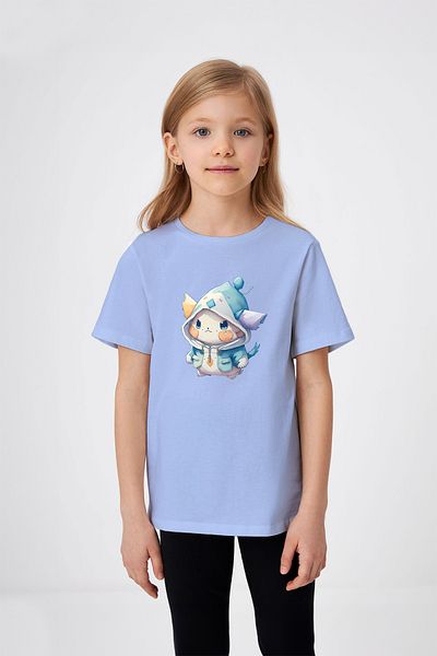 ADABEBEK Tricou pentru fetiță cu imprimeu iepure anime cu pălărie