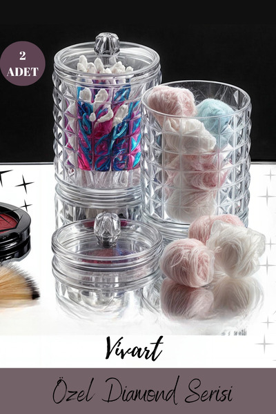 Vivart Βαμβακερό Organizer με 2 κυλινδρικά καλύμματα, Organizer μακιγιάζ