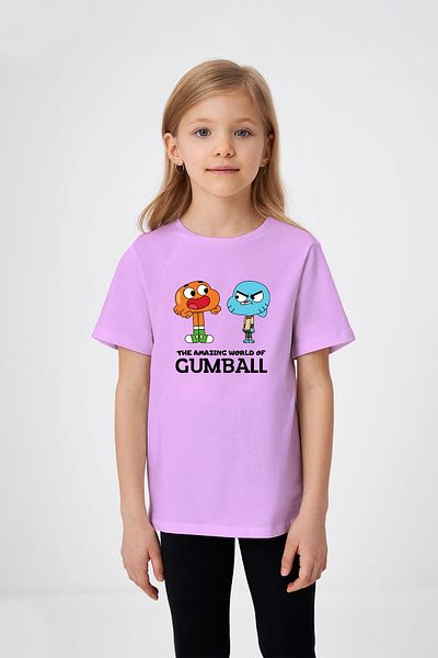 ADABEBEK Tricou pentru fetiță cu imprimeu Amazing World of Gumball și Darwin