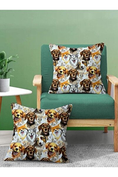 Gofre Home Set de 2 huse de pernă decorative cu model de câine imprimate digi...