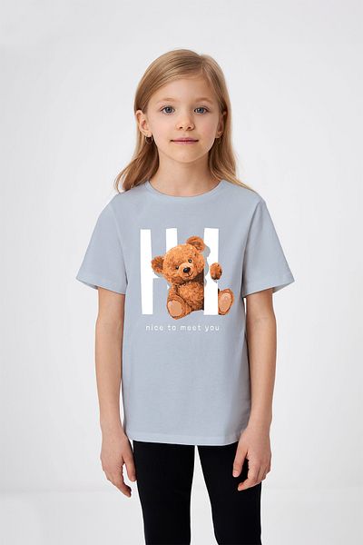 ADABEBEK Bună ziua! Tricou pentru fete cu imprimeu cu ursuleț de plus
