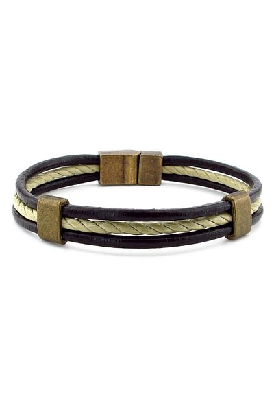 Solfera Leather and Knitted Rope Three Rows Men's Bracelet M044